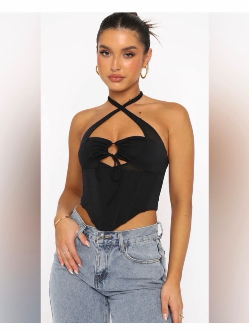 White Fox Corset Crop Top